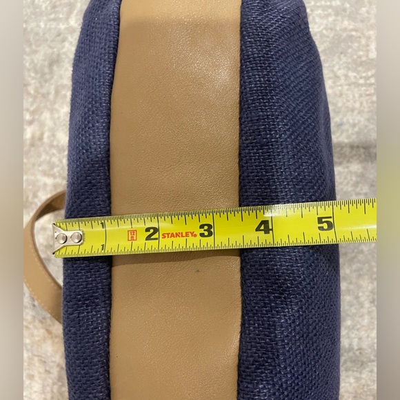 Etienne Aigner Crossbody Pouch Purse Handbag Bag Woven Detail Blue & Tan - Picture 13 of 16